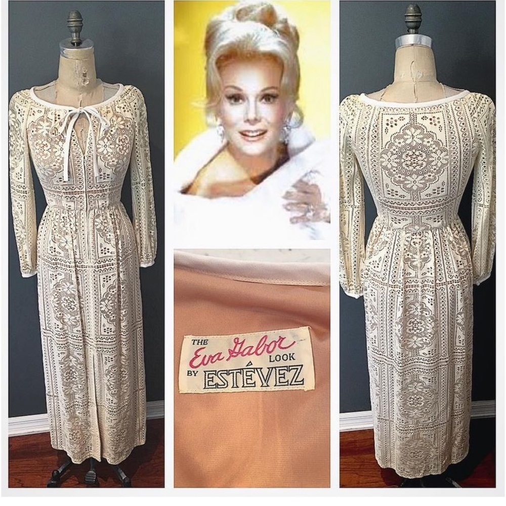 Vintage Eva Gabor for Estevez lace Dress. Circa 70’s So stunning!!!!